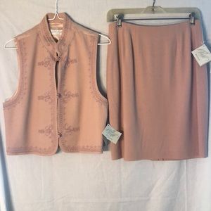 Lord & Taylor dusty pink vest and skirt